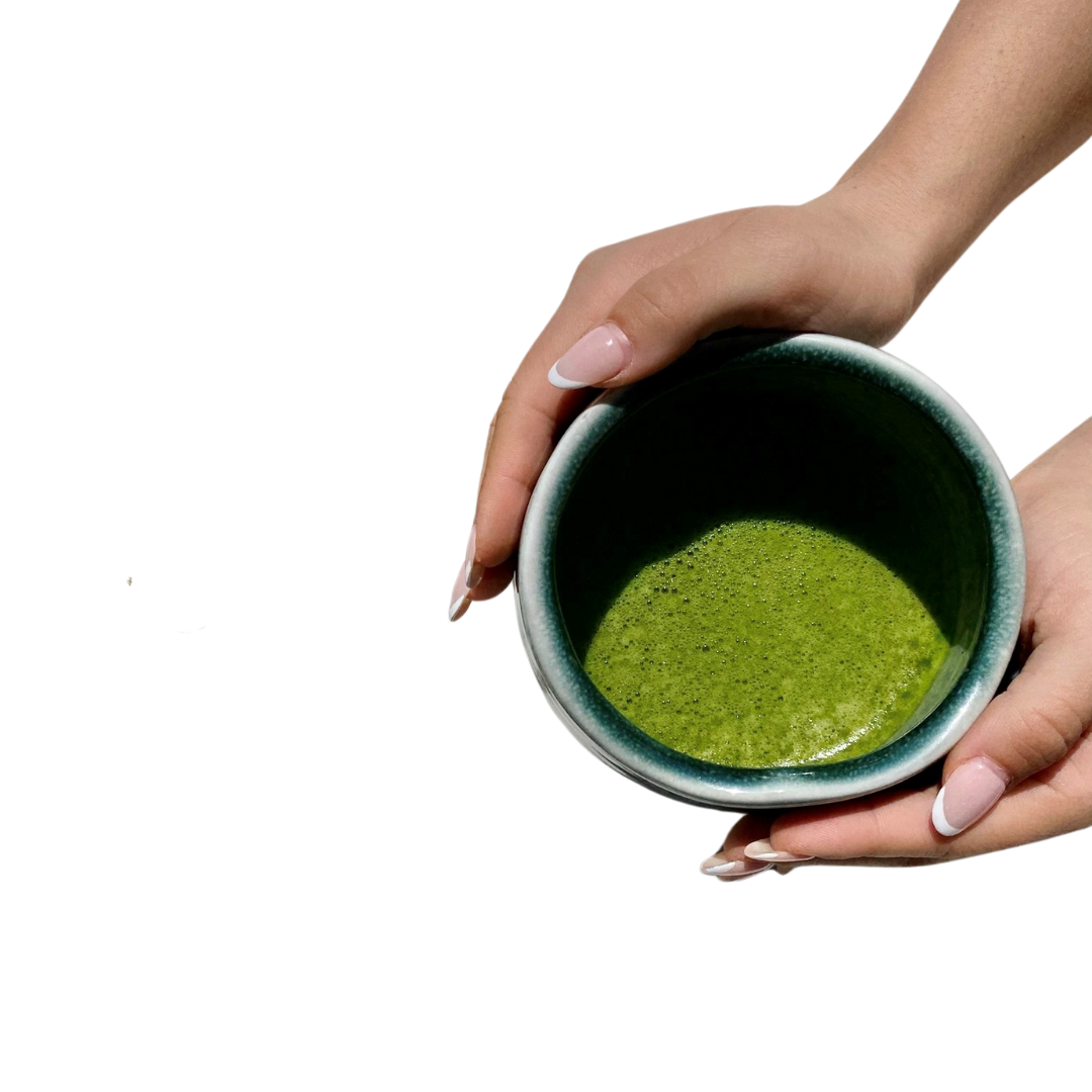 a bowl with matcha tea