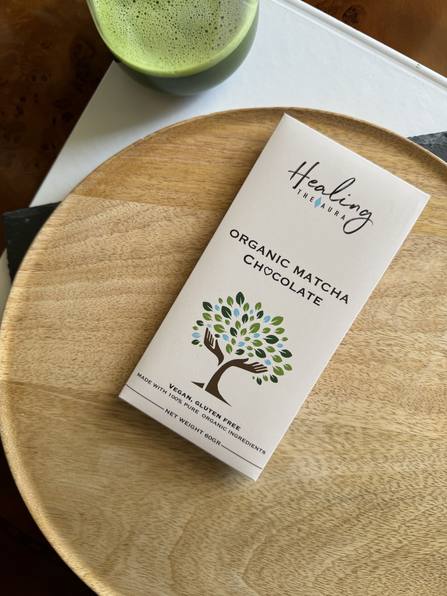 vegan organic matcha chocolate packaging